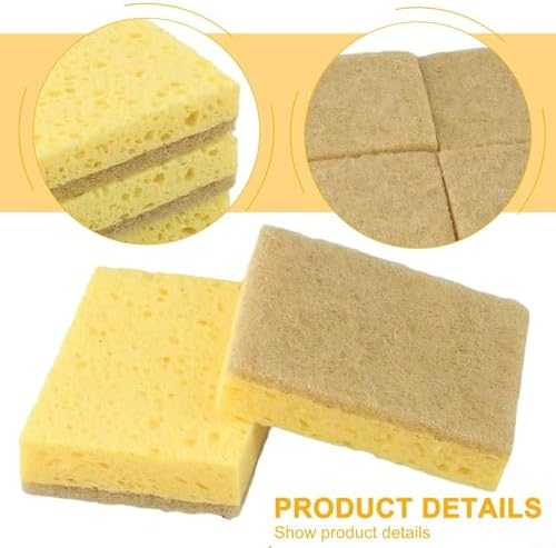 Kitchen Sponges with Scrub, Plastic Friendly Washing Up Pads, Non Scratch Natural Sisal and Cellulose Dish Cleaning Set for - Image 7