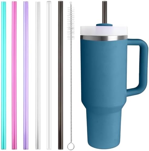 Replacement Straw Compatible with Stanley Quencher 40 oz,30 oz Tumbler, 12 inch Extra Long Reusable Straws Plastic For 40 Oz Cup,6 Pack by Bubrike