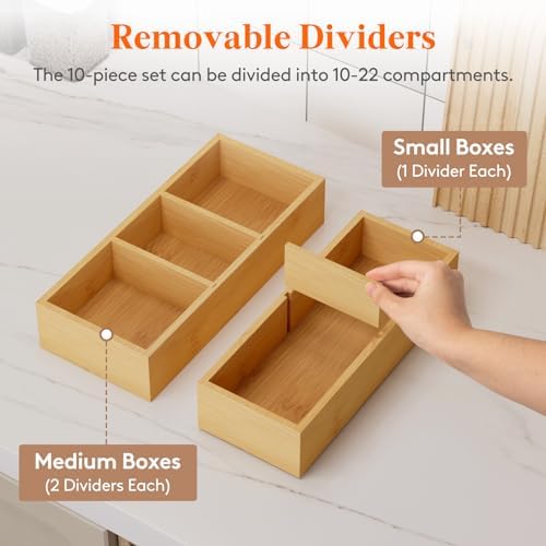 Lifewit Drawer Organizers 10 Pack(22 Grid) with 12 Inserts - Image 4