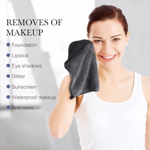 SINLAND Microfiber Facial Cloths Fast Drying Washcloth 12inch x 12inch Absorbent Face Wash Cloth Soft Makeup Remover Cloths - Image 2