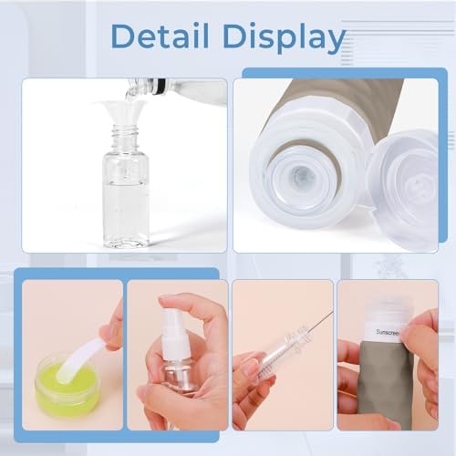 Silevoler 16pack Travel Bottles for Toiletries, TSA Approved Travel Size Containers Set, Leak Proof Refillable Liquid & Creams Toiletries Accessories Kit W/Toiletry Bag (Cream) - Image 5