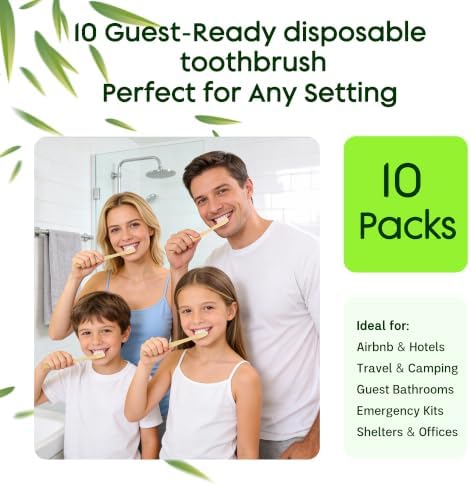10 Pack Bamboo Toothbrushes Kit, Disposable Travel Toothbrushes with Toothpaste (6g), Individually Wrapped Guest Dental Kit for Hotel Amenities, Airbnb Hosts, Travel & Camping - Image 6