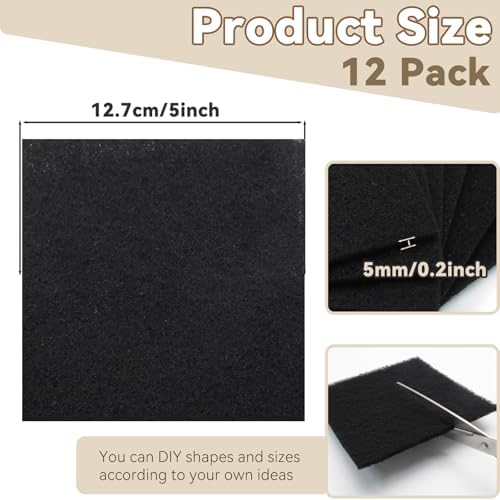 Biaungdo 12 Pack 5 Inch Square Charcoal Filter, Black Compost Bin Filters - Image 4