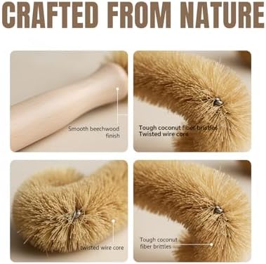 Bottle Brush Cleaner with Long Beech Wood Handle, Scratch-Safe, L-Shaped Design for Cleaning Coffee Mugs, Mason Jars, Thermos, Glass Bottles, Beer Bottles, Wine Bottles, and Baby Bottles - Image 5