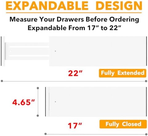 SpaceAid Bamboo Dresser Drawer Dividers 6 Pack, 4.65“ High Adjustable 17“-22” Drawer Organizers, Expandable Organization for Clothing, Clothes, Dressers, White - Image 3