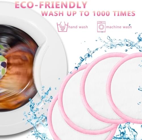 Foaincore 40 Pcs Reusable Makeup Remover Pads with Mesh Storage Bag and Bamboo Box Washable Bamboo Cotton Rounds Soft Reusable Face Pad for Toner Skin Various Skin Care Products(White Pink) - Image 6