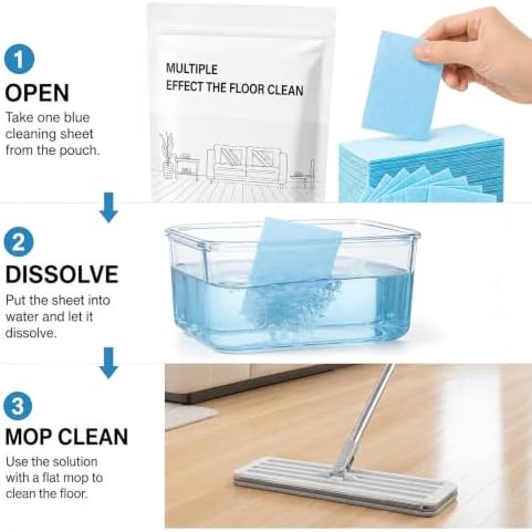 Floor Cleaning Tablets, Multi-Surface Cleaner Sheets, 100 Count, Blue - Image 4