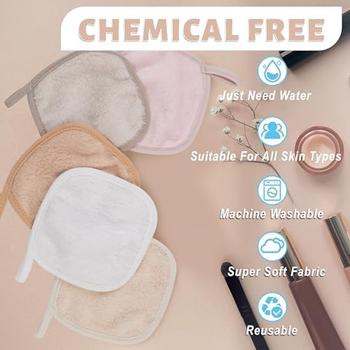15 Pcs Reusable Makeup Remover Cloths, 5"x5", Multicolor - Image 3