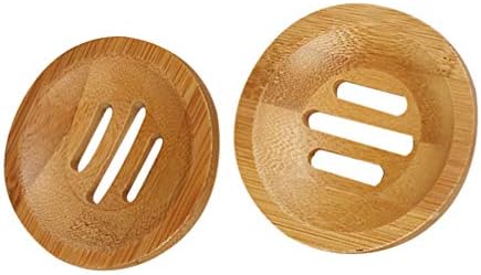 2pcs Bamboo Soap Dish Soap Tray,Round Bath Holder Bamboo Dish for Shower Wood Holder Saver Container Bathroom Storage Case for Bathroom Toilet Kitchen Hotel - Image 2