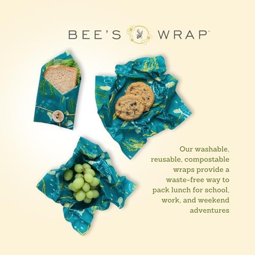 Bee's Wrap Beeswax Food Wraps, 2 Medium & Sandwich Pack - Ocean - Image 3