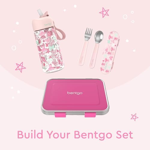 Bentgo Kids Stainless Steel Utensil Set - Reusable Fork, Spoon & Storage Case, PFAS- & BPA-Free, Easy-Grip Handles, Lightweight, Dishwasher Safe, School Lunch, Travel & Outdoors (NEW Ballet and Bows) - Image 6