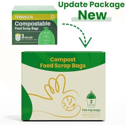3 Gallon Compostable Food Scrap Bags, 100 Bags Compost Bags for Countertop Bin, BPI Certified and Meet The ASTM D6400 Standard - Image 2