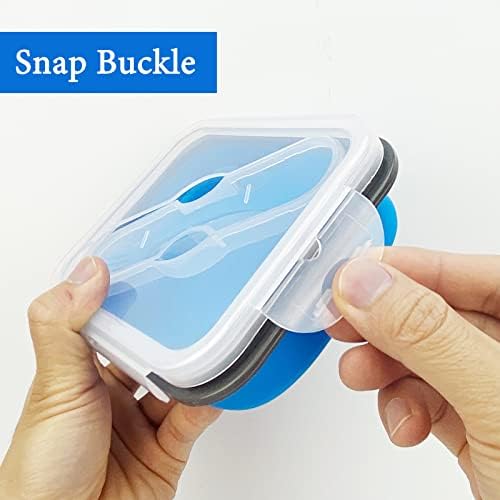 Small Silicone Collapsible Snacks Container with lid and 2 in 1 Spoon & Fork, Food Grade Silicone Bento Lunch Container, For Leftovers Meal Prep, Microwave/Freezer/Dishwasher Safe, 700ml - Image 7