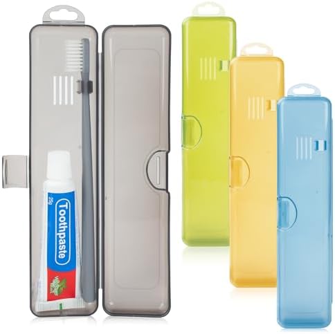 Travel Toothbrush Holder (4pcs, Yellow,Gray,Blue,Green) by Buyitnow