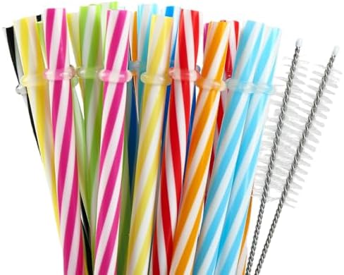 25 Pack 10.5" Plastic Reusable Replacement Drinking Straws by BreezeSip