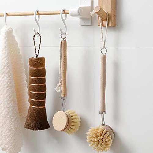 Dish Brush Bamboo Dishwashing Brush with Long Wood Handle Replaceable Head Nylon Bristles Hanging Loop Suitable for Sinks Pots and Pans Showers - Image 7