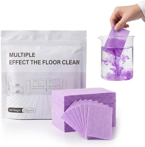 100pcs Floor Cleaning Tablets Sheets, Water Soluble Concentrated Floor Cleaner for Mopping, Multi-Surface Cleaning Sheets for Hardwood Floors, Laminate, Tile & Wall Cleaning by Unknown
