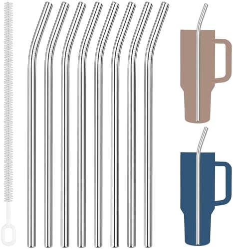 Tomorotec 8PCS Stainless Steel Straws Fit for 40oz Stanley Tumblers, Silver by Tomorotec