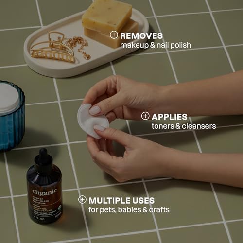 Cliganic Organic Cotton Rounds (300 Count) Makeup Remover Pads, Hypoallergenic, Lint-Free | 100% Pure Cotton - Image 4