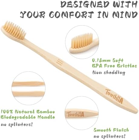 Bamboo Toothbrushes 10 Pack, BPA-Free Soft Bristle Toothbrush, Eco-Friendly, Natural Wooden Toothbrush, Vegan Organic Travel Toothbrush Pack for Adults - Image 3