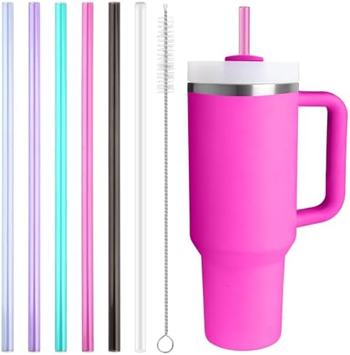 Replacement Straw Compatible with Stanley Quencher 40 oz,30 oz Tumbler, 12 inch Extra Long Reusable Straws Plastic For 40 Oz Cup,Multicolor 16-6 Pack by Bubrike