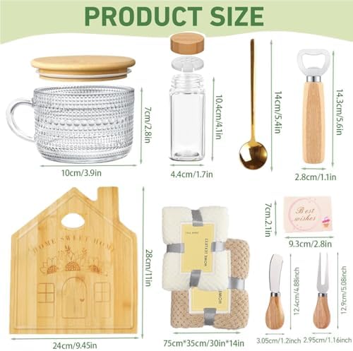 Housewarming Gifts for New Homeowners,11 Pcs House Warming Gifts Set New Home 2025 with Bamboo Cheese Board Vintage Coffee Mugs, Closing Gift for Home Buyers New Apartment - Image 2