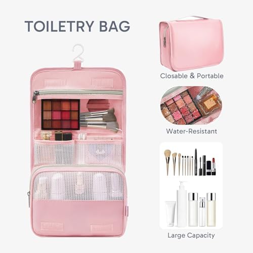 OlarHike Packing Cubes for Travel,Gifts for Women Mom,Anti-Tearing Suitcase Organizer for Luggage with Shoe & Hanging Toiletry Bag,Vacation Essentials & Accessories for Cruise Ship,10 Set,Pink - Image 3