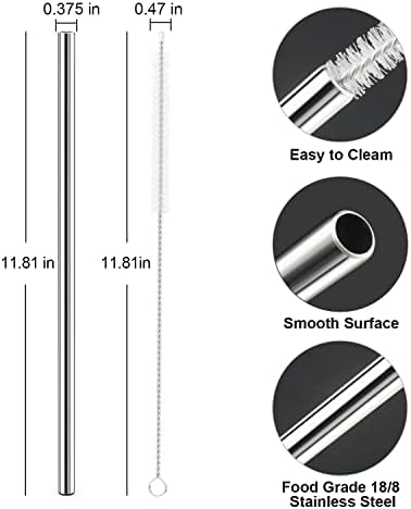 Replacement Straw Compatible with Stanley 40 oz 30 oz Cup Tumbler, 6 Pack Reusable Straw with Cleaning Brush, Plastic, Stainless Steel - Image 2