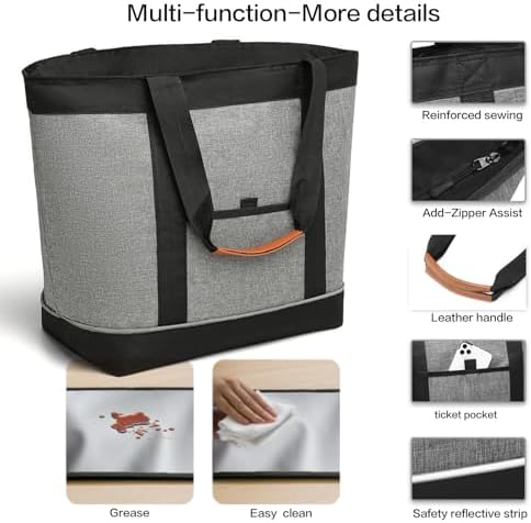 Insulated Cooler Bag Reusable Grocery Tote Bags Transport Large Lunch Box for Women - Image 3