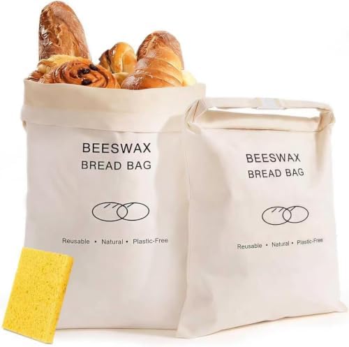 Beeswax Bread Bag for Sourdough Homemade Bread Bags, Reusable Food Storage by EASYSLWC
