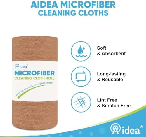 AIDEA Microfiber Cleaning Cloth-330 Sheets 6 Roll,Cleaning Rags 11×9" Brown - Image 3