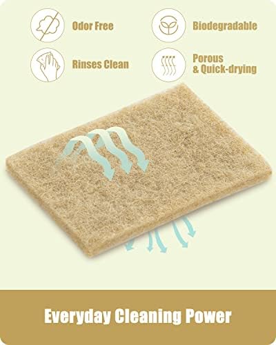 Foamstar Natural Scouring Pads 6 Pack- Non-Scratch Sisal Cleaning Scrub Pads for Dishes, Eco-Friendly Coconut Fiber Kitchen Scrubbers for Pans and Pots, Compostable, Biodegradable - Image 3