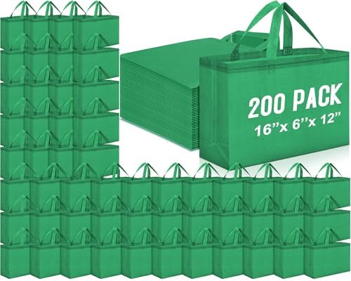 Windyun Reusable Grocery Bags Large Non Woven Shopping Bags with Handles Foldable Portable Tote, 16x6x12 Inch by Windyun