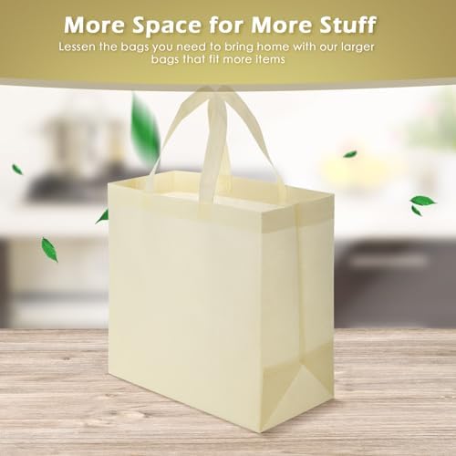 Reginary 100 PCS Non Woven Tote Bags Bulk,Beige - Image 3