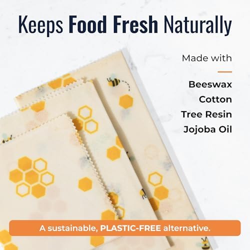 Beeswax Wraps, Cotton Food Storage Set, Honeycomb - Image 2