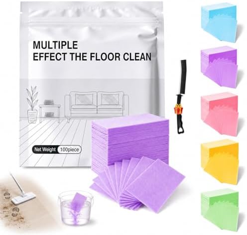 Floor Cleaning Tablets, 100 Pieces Multi-Surface Cleaner Sheets for Mopping, Floor Cleaner Tablets for Hardwood Tile Laminate Vinyl, Dissolvable Solution with Crevice Brush, Purple Lavender Scent by Unknown