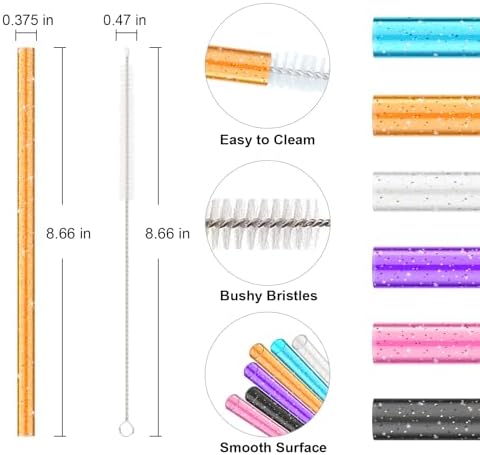 6 PCS Replacement Straws for Stanley|Owala|Simple Modern 40oz 30oz Tumbler, Reusable Color Drinking Straws with Cleaning Brush for Stanley Cup Accessorie，BPA Free, Dishwasher Safe - Image 2
