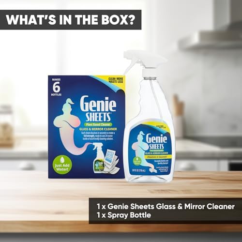 Genie Sheets Glass & Mirror Cleaner | 1 Bottle with Foaming Sprayer + Concentrate Makes 6 24oz Refills | Professional-Strength | Just Add Water | Sustainable EcoFriendly Plant-Based - Image 6