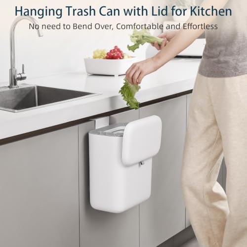 MUEE Hanging Trash Can with Lid for Kitchen, Garbage Can 1.8 Gal/6.8L - Image 2