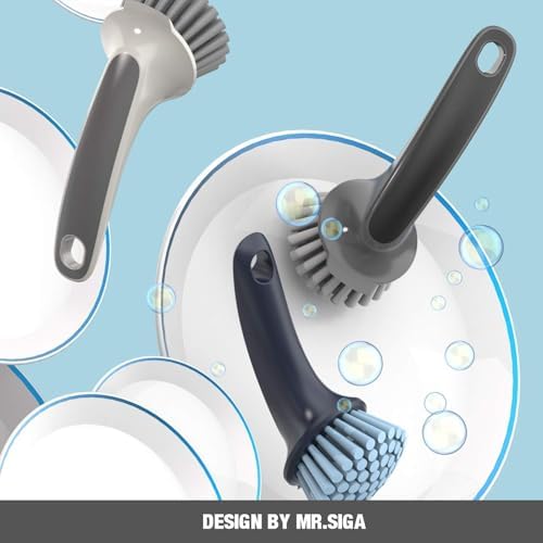 MR.SIGA Pot and Pan Cleaning Brush, Dish Brush for Kitchen, Gray, Pack of 2 - Image 4