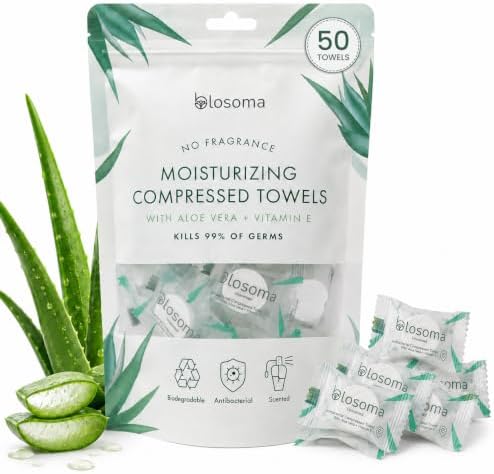 Unscented Compressed Towels for Camping & Outdoors – Antibacterial Instant Expandable Face Towels, Biodegradable Disposable Cotton, 50 Count Value Pack by Unknown