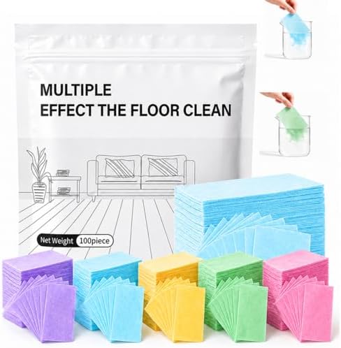 Multi-effect Floor Cleaner Sheets, Multi-surface Clean Tablets, 100-Count Fast-Dissolving Mopping and Deep Cleaning Solution for Hardwood, Wood, Tile, Vinyl, Marble, Laminate Floors by Huprh