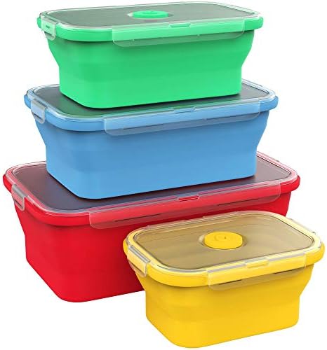 Vremi Silicone Food Storage Containers with BPA Free Airtight Plastic Lids by VremiHomeKitchen