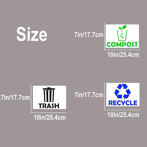 Trash Recycle Compost Stickers Set of 3 Recycle Sticker Vinyl Decal for Recycle Bin, Compost Bin, Trash Can Symbol to Organize Garbage containers Trash Can (Recycle&Trash&Compost White, 10x7inch) - Image 4