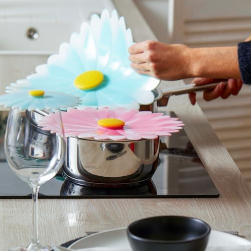 Charles Viancin - Daisy Silicone Lid for Food Storage and Cooking - 11''/28cm - Airtight Seal on Any Smooth Rim Surface - BPA-Free - Oven, Microwave, Freezer, Stovetop and Dishwasher Safe - Aqua - Image 5