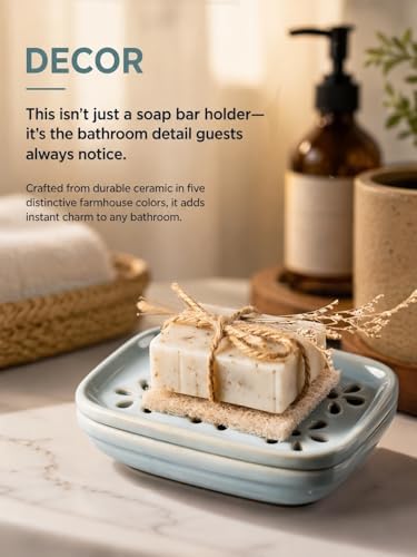 Miamolo Soap Dish for Shower with Drainage 2-Tier Bar Soap Holder Mess-Free - Image 2