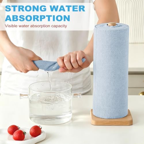 Puomue 55 Pack Microfiber Cleaning Cloth Roll, Tear Away Reusable Towels, 11" x 9", Ultra Absorbent & Lint Free Microfiber Cloth for Cleaning Cars, Kitchen, Window, and Shop (Light Blue, 9"x11"-55PK) - Image 3