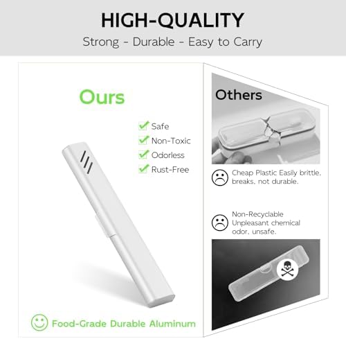 Travel Toothbrush Case, Portable Toothbrush Holder, Durable Aluminum Toothbrush Storage Box, Small Breathable Manual Toothbrush Container for Traveling, School, Camping, Business Trip - Sliver - Image 3