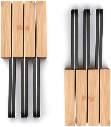 Purawood Premium Bamboo Knife Block Inserts – 2 Pack – Compatible Expandable Drawer Organizer & Utensil Organizer, Cutlery Tray with Dividers for Kitchen Utensils & Flatware (Natural)… - Image 3