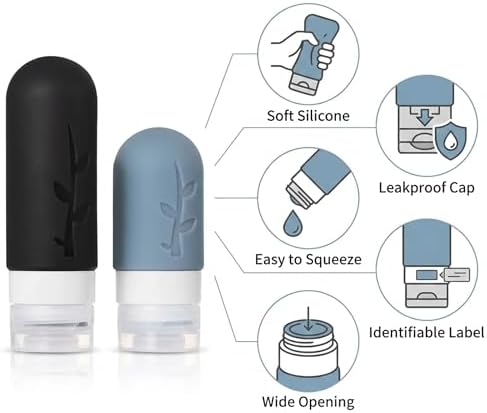 DEPOZA 16-Pack Travel Bottles for Toiletries with Clear Bag, Black - Image 3